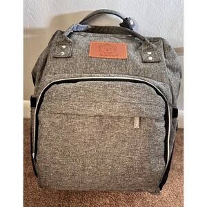 KeaBabies Gray Diaper Bag Backpack Multi-Function Travel Bag with Changing Pad